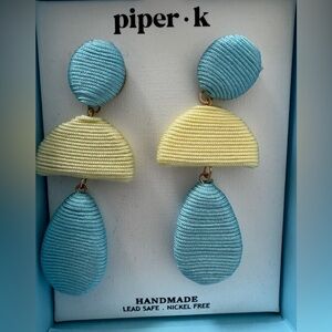 Piper K Blue and Yellow Statement Earrings